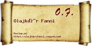 Olajkár Fanni névjegykártya